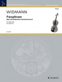 Widmann: Paraphrase for Violin Solo published by Schott